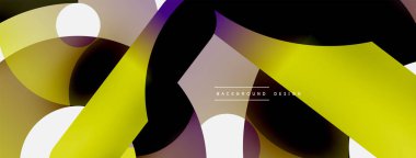 Yuvarlak şekiller daireler ve diğer geometrik şekiller. Duvar kağıdı afişi arkaplan kartı veya iniş sayfası için vektör illüstrasyonu