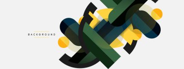 Yuvarlak geometrik şekiller çizgiler ve daireler. Duvar kağıdı afişi ya da iniş sayfası için vektör şablonu