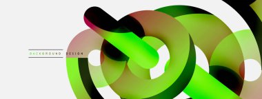 Yuvarlak şekiller daireler ve diğer geometrik şekiller. Duvar kağıdı afişi arkaplan kartı veya iniş sayfası için vektör illüstrasyonu