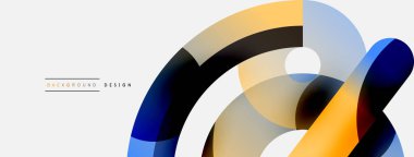 Yuvarlak şekiller daireler ve diğer geometrik şekiller. Duvar kağıdı afişi arkaplan kartı veya iniş sayfası için vektör illüstrasyonu