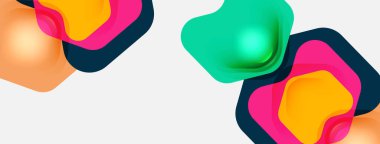 Beyaz arka planda renkli ok şekilleri. Minimum geometrik soyut arkaplan. Duvar kağıdı afişi veya iniş sayfası için vektör illüstrasyonu