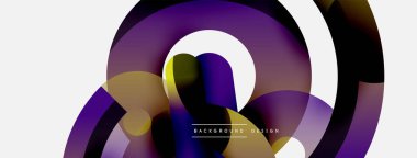 Yuvarlak şekiller daireler ve diğer geometrik şekiller. Duvar kağıdı afişi arkaplan kartı veya iniş sayfası için vektör illüstrasyonu