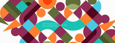 Minimum geometrik soyut arkaplan. Çember kare ve üçgen tasarım. Duvar kağıdı, afiş, arkaplan veya iniş için moda tekno iş şablonu