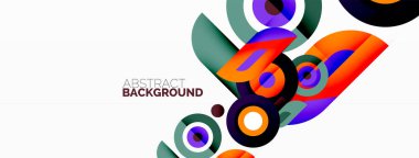 Soyut yuvarlak şekiller arka plan. Minimalist dekorasyon. Çemberleri ve halkaları olan geometrik arkaplan