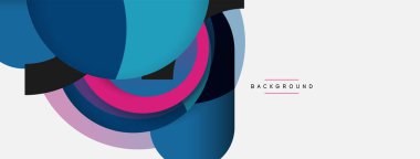 Yaratıcı geometrik duvar kağıdı. Asgari soyut arkaplan. Duvar kağıdı arkaplanı veya iniş sayfası için daire bileşimi vektör çizimi