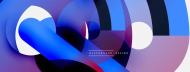 Yuvarlak şekiller daireler ve diğer geometrik şekiller. Duvar kağıdı afişi arkaplan kartı veya iniş sayfası için vektör illüstrasyonu