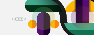 Geometrik şekiller bileşim soyut arkaplan. Çember çizgileri ve dikdörtgenler. Duvar kağıdı afişi veya iniş sayfası için vektör illüstrasyonu