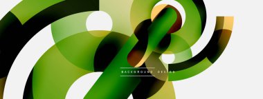 Yuvarlak şekiller daireler ve diğer geometrik şekiller. Duvar kağıdı afişi arkaplan kartı veya iniş sayfası için vektör illüstrasyonu