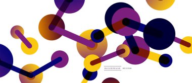 Soyut arkaplan. Yuvarlak noktalar çizgilerle birleşti. Duvar kağıdı, afiş, arkaplan veya iniş için moda tekno iş şablonu