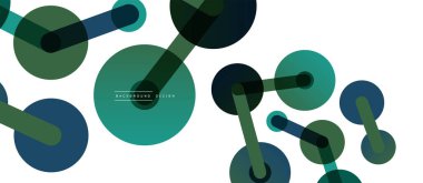 Soyut arkaplan. Yuvarlak noktalar çizgilerle birleşti. Duvar kağıdı, afiş, arkaplan veya iniş için moda tekno iş şablonu