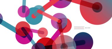 Soyut arkaplan. Yuvarlak noktalar çizgilerle birleşti. Duvar kağıdı, afiş, arkaplan veya iniş için moda tekno iş şablonu