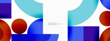 Çember ve kare geometrik arkaplan. Duvar kağıdı, pankart, arkaplan ya da iniş için üçgen ve kareli yuvarlak şekiller