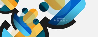 Yuvarlak geometrik şekiller çizgiler ve daireler. Duvar kağıdı afişi ya da iniş sayfası için vektör şablonu