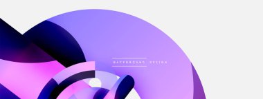 Yuvarlak şekiller daireler ve diğer geometrik şekiller. Duvar kağıdı afişi arkaplan kartı veya iniş sayfası için vektör illüstrasyonu