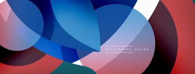 Renkli geometrik şekilli soyut arkaplan. Yuvarlak şekilli, daire ve çizgilerle çok güzel bir arka plan. Geometrik tasarım. Vektör illüstrasyonu
