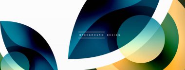 Renkli geometrik şekilli soyut arkaplan. Yuvarlak şekilli, daire ve çizgilerle çok güzel bir arka plan. Geometrik tasarım. Vektör illüstrasyonu