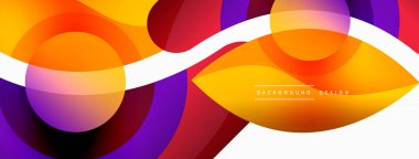 Yaratıcı geometrik duvar kağıdı. Asgari soyut arkaplan. Duvar kağıdı arkaplanı veya iniş sayfası için daire dalga ve yuvarlak şekiller kompozisyon vektör çizimi