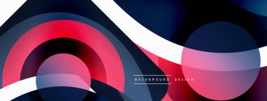 Renkli geometrik şekilli soyut arkaplan. Yuvarlak şekilli, daire ve çizgilerle çok güzel bir arka plan. Geometrik tasarım. Vektör illüstrasyonu