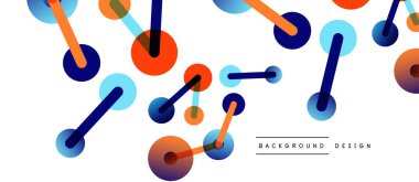 Soyut arkaplan. Yuvarlak noktalar çizgilerle birleşti. Duvar kağıdı, afiş, arkaplan veya iniş için moda tekno iş şablonu