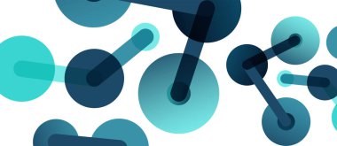 Soyut arkaplan. Yuvarlak noktalar çizgilerle birleşti. Duvar kağıdı, afiş, arkaplan veya iniş için moda tekno iş şablonu