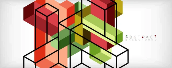 Sfondo Astratto Cubi Elementi Cubici Blocchi Techno Concetto Business Carta — Vettoriale Stock