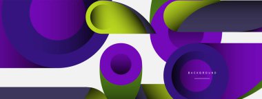 Soyut arkaplan. Minimum geometrik daireler ve koyu gölgeli yuvarlak şekiller. Duvar kağıdı afişi veya arkaplan için moda teknoloji iş şablonu