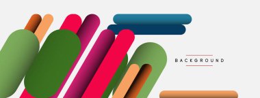 Yuvarlak şekiller ve çizgiler üst üste biniyor. Duvar kağıdı afişi veya iniş sayfası için vektör illüstrasyonu