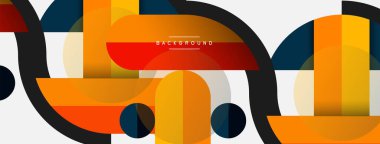 Yuvarlak geometrik şekiller çizgiler ve daireler. Duvar kağıdı afişi ya da iniş sayfası için vektör şablonu