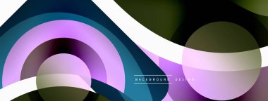 Renkli geometrik şekilli soyut arkaplan. Yuvarlak şekilli, daire ve çizgilerle çok güzel bir arka plan. Geometrik tasarım. Vektör illüstrasyonu