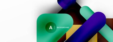 Renkli geometrik şekiller çizgiler, kareler ve üçgenler. Duvar kağıdı, pankart veya iniş sayfası için soyut arkaplan