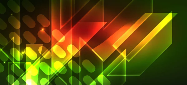 Sfondo Linee Luminose Neon Forme Geometriche Luci Nel Buio Carta — Vettoriale Stock
