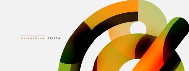 Yuvarlak şekiller daireler ve diğer geometrik şekiller. Duvar kağıdı afişi arkaplan kartı veya iniş sayfası için vektör illüstrasyonu