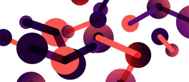 Çizgi noktaları geometrik soyut arkaplan bağlantıları. Çizgilerle birbirine bağlı çemberler. Duvar kağıdı, afiş, arkaplan veya iniş için moda tekno iş şablonu