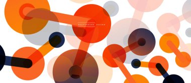 Soyut arkaplan. Yuvarlak noktalar çizgilerle birleşti. Duvar kağıdı, afiş, arkaplan veya iniş için moda tekno iş şablonu