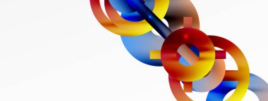 Minimum geometrik soyut arkaplan. Parlak ve parlak daire, çizgi ve yuvarlak şekiller tasarım. Duvar kağıdı, afiş, arkaplan veya iniş için moda tekno iş şablonu