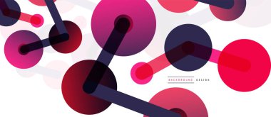 Soyut arkaplan. Yuvarlak noktalar çizgilerle birleşti. Duvar kağıdı, afiş, arkaplan veya iniş için moda tekno iş şablonu