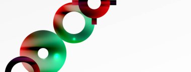 Minimum geometrik soyut arkaplan. Parlak ve parlak daire, çizgi ve yuvarlak şekiller tasarım. Duvar kağıdı, afiş, arkaplan veya iniş için moda tekno iş şablonu