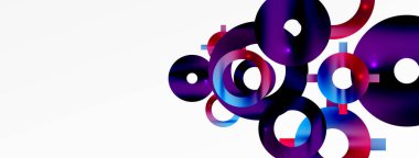 Minimum geometrik soyut arkaplan. Parlak ve parlak daire, çizgi ve yuvarlak şekiller tasarım. Duvar kağıdı, afiş, arkaplan veya iniş için moda tekno iş şablonu