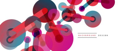 Soyut arkaplan. Yuvarlak noktalar çizgilerle birleşti. Duvar kağıdı, afiş, arkaplan veya iniş için moda tekno iş şablonu