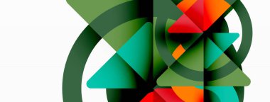 Yaratıcı geometrik duvar kağıdı. Asgari soyut arkaplan. Duvar kağıdı arkaplanı veya iniş sayfası için üçgenler ve daireler kompozisyon vektör çizimi