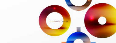 Minimum geometrik soyut arkaplan. Parlak ve parlak daire, çizgi ve yuvarlak şekiller tasarım. Duvar kağıdı, afiş, arkaplan veya iniş için moda tekno iş şablonu