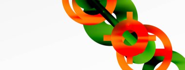 Minimum geometrik soyut arkaplan. Parlak ve parlak daire, çizgi ve yuvarlak şekiller tasarım. Duvar kağıdı, afiş, arkaplan veya iniş için moda tekno iş şablonu