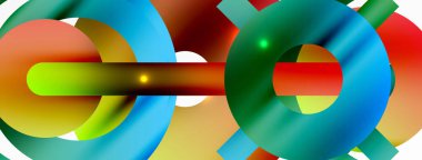 Minimum geometrik soyut arkaplan. Parlak ve parlak daire, çizgi ve yuvarlak şekiller tasarım. Duvar kağıdı, afiş, arkaplan veya iniş için moda tekno iş şablonu