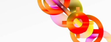 Minimum geometrik soyut arkaplan. Parlak ve parlak daire, çizgi ve yuvarlak şekiller tasarım. Duvar kağıdı, afiş, arkaplan veya iniş için moda tekno iş şablonu