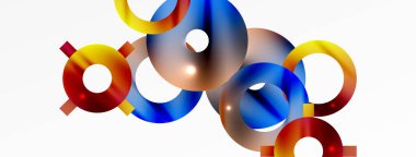 Minimum geometrik soyut arkaplan. Parlak ve parlak daire, çizgi ve yuvarlak şekiller tasarım. Duvar kağıdı, afiş, arkaplan veya iniş için moda tekno iş şablonu