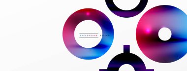 Minimum geometrik soyut arkaplan. Parlak ve parlak daire, çizgi ve yuvarlak şekiller tasarım. Duvar kağıdı, afiş, arkaplan veya iniş için moda tekno iş şablonu