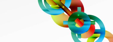 Minimum geometrik soyut arkaplan. Parlak ve parlak daire, çizgi ve yuvarlak şekiller tasarım. Duvar kağıdı, afiş, arkaplan veya iniş için moda tekno iş şablonu