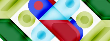 Kare ve daire en az soyut arkaplan. Duvar kağıdı afişi için vektör illüstrasyonu