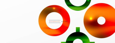 Minimum geometrik soyut arkaplan. Parlak ve parlak daire, çizgi ve yuvarlak şekiller tasarım. Duvar kağıdı, afiş, arkaplan veya iniş için moda tekno iş şablonu