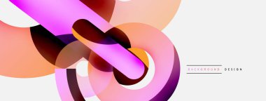 Yuvarlak şekiller daireler ve diğer geometrik şekiller. Duvar kağıdı afişi arkaplan kartı veya iniş sayfası için vektör illüstrasyonu